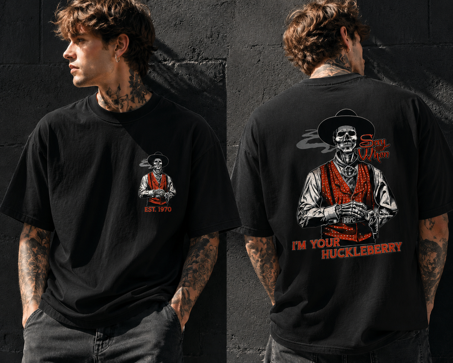 Doc Holliday Tombstone I’m Your Huckleberry – Distressed Cowboy Gunfighter T-Shirt