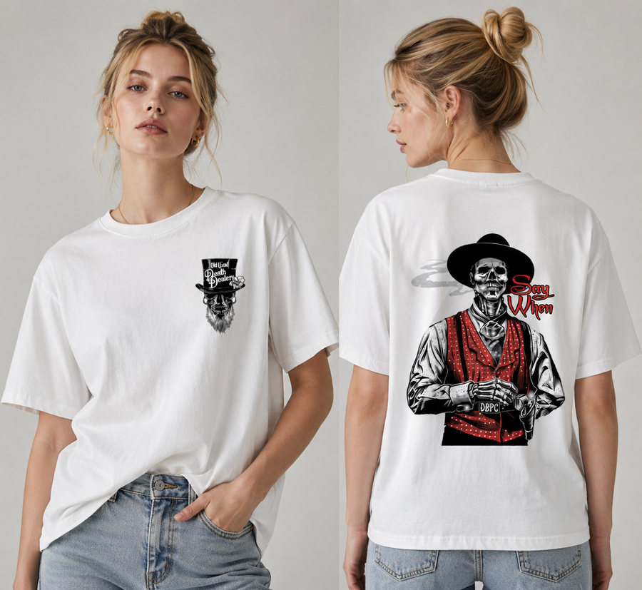 Doc Holliday Say When Old West Death Dealers Collection Tombstone Ghost Town Zombie T-Shirt