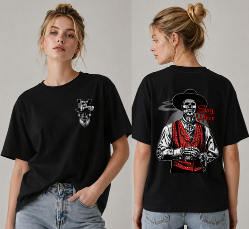 Doc Holliday Say When Old West Death Dealers Collection Tombstone Ghost Town Zombie T-Shirt