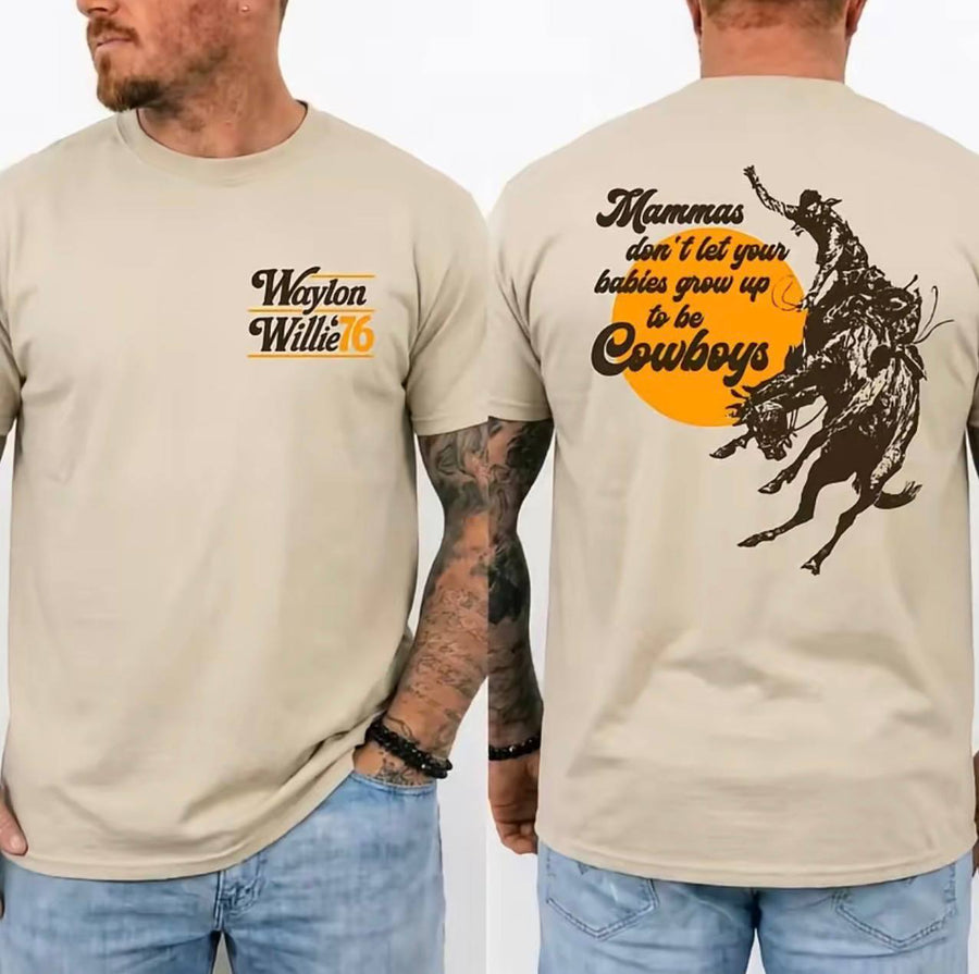 Retro Graphic Waylon Willie 2 Side T-Shirt